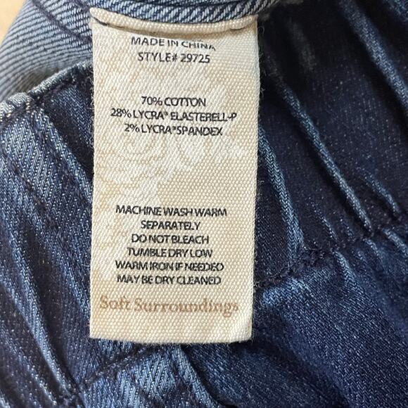 Soft Surroundings Pull-On Wide Leg Denim Pants Women’s S Blue Elastic Waist 29” - Picture 7 of 9